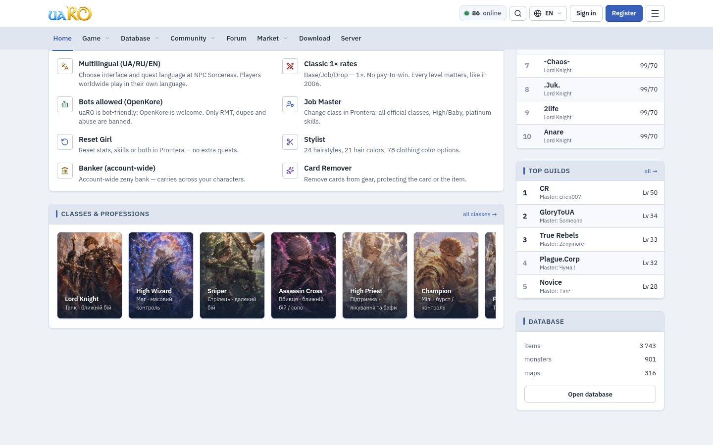The game database — monsters, items and maps